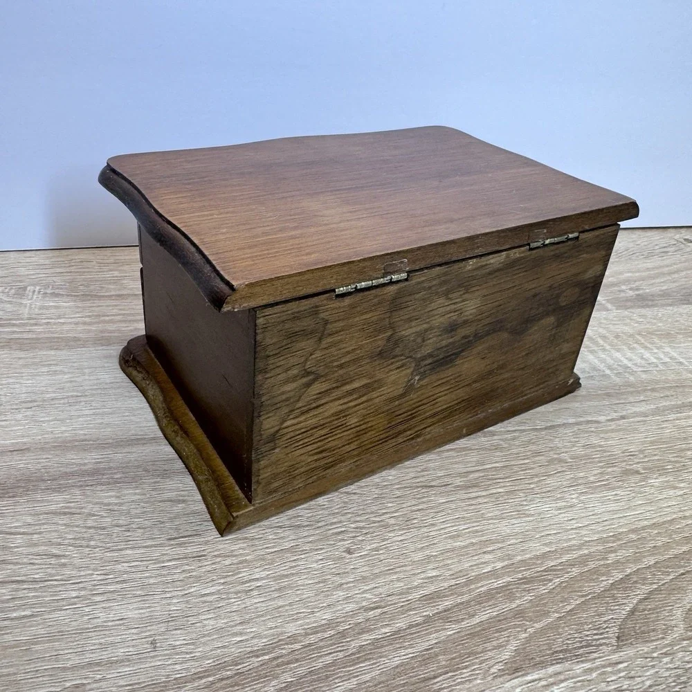 Wooden Jewelry Box Mini Chest 4 Drawer Mirror Top Trinket Storage